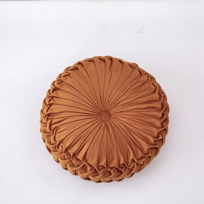 Coussin : Velours Rond Décoratif, Style Citrouille