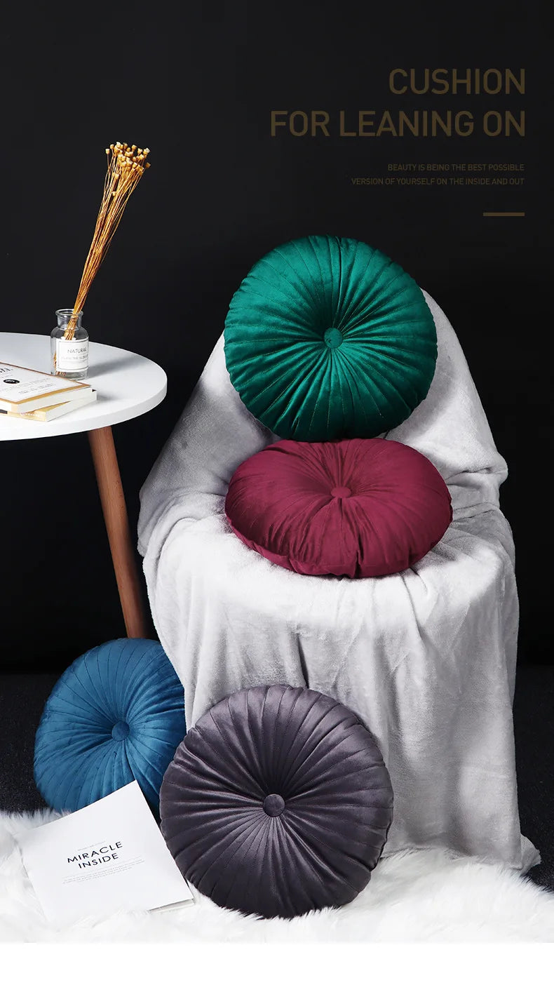 Coussin – Velours Plissé Rond Décoratif Citrouille