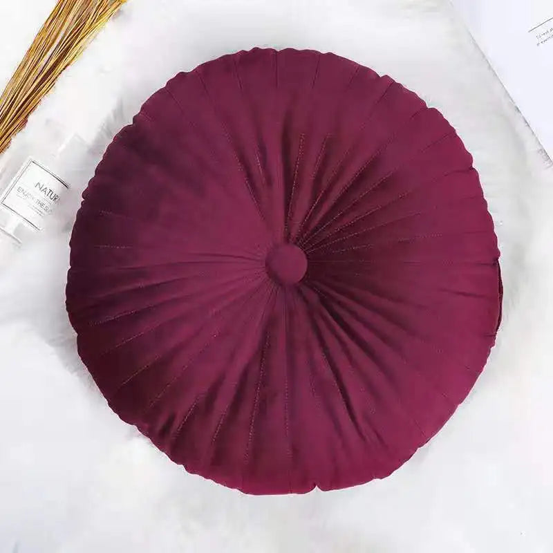 Coussin – Velours Plissé Rond Décoratif Citrouille