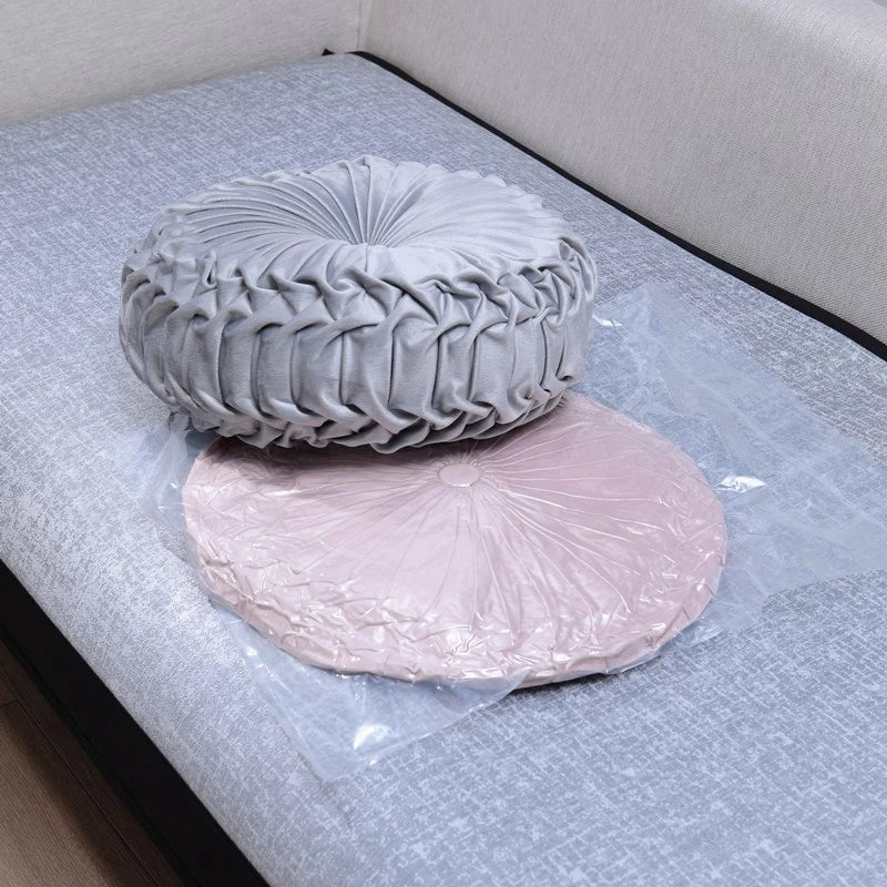 Coussin : Velours Rond Décoratif, Style Citrouille