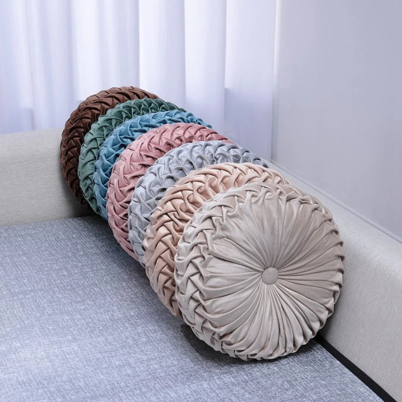 Coussin : Velours Rond Décoratif, Style Citrouille