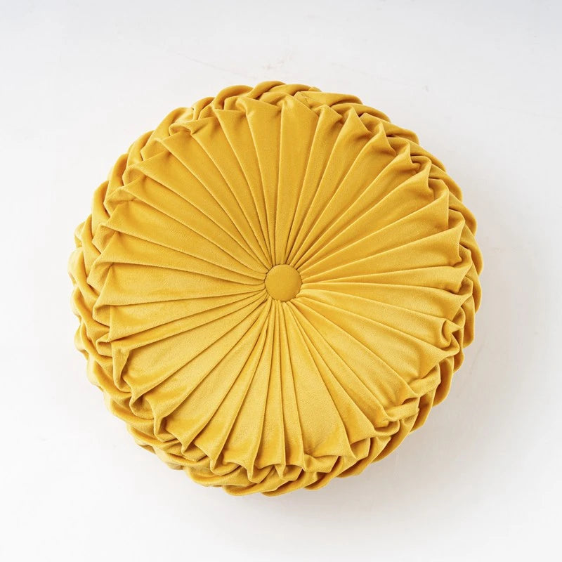 Coussin : Velours Rond Décoratif, Style Citrouille