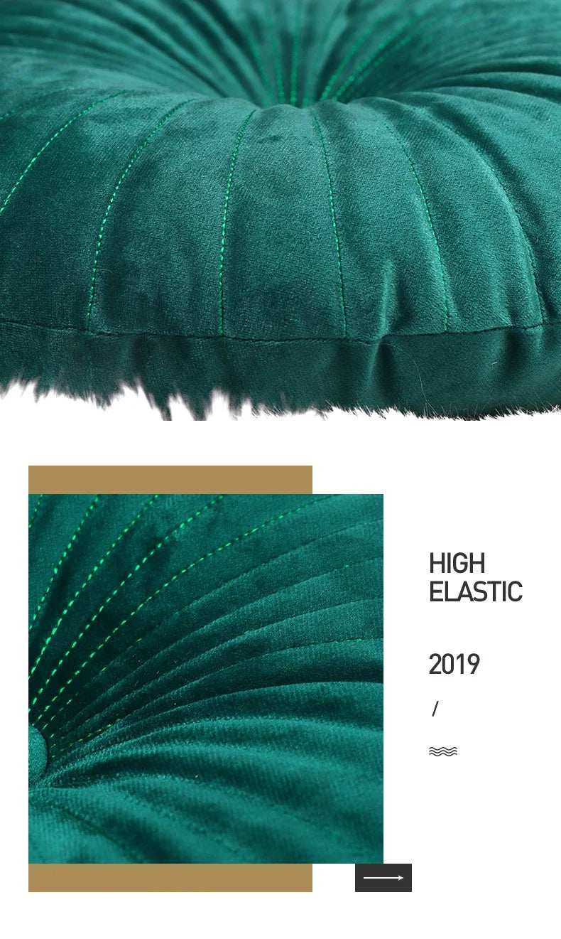 Coussin – Velours Plissé Rond Décoratif Citrouille