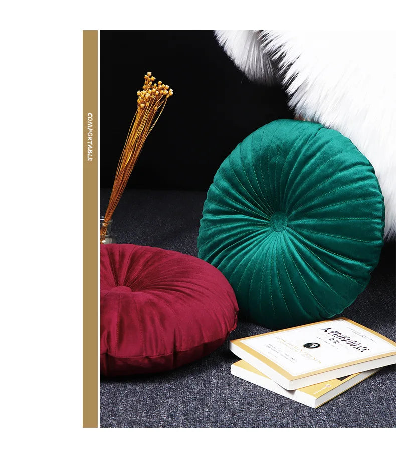 Coussin – Velours Plissé Rond Décoratif Citrouille