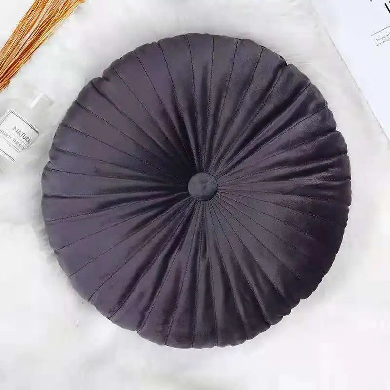 Coussin – Velours Plissé Rond Décoratif Citrouille