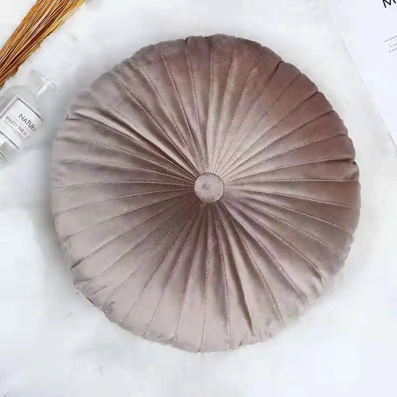 Coussin – Velours Plissé Rond Décoratif Citrouille