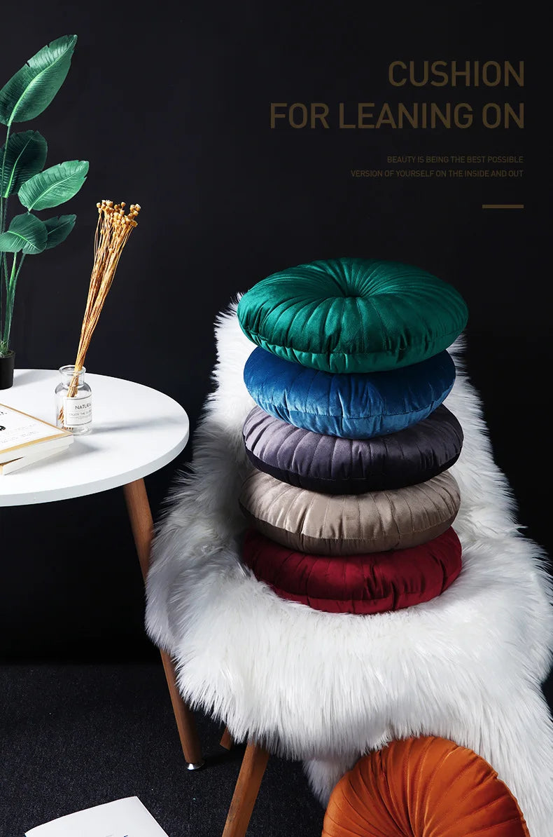 Coussin – Velours Plissé Rond Décoratif Citrouille
