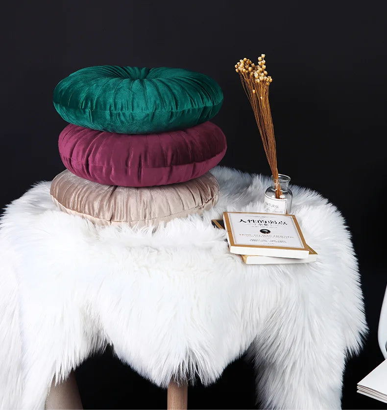 Coussin – Velours Plissé Rond Décoratif Citrouille