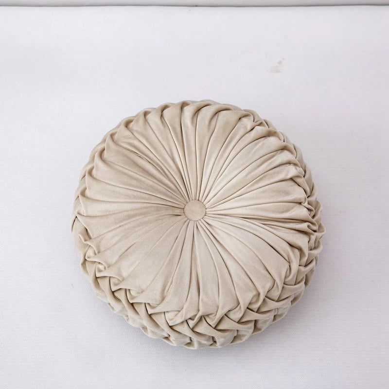 Coussin : Velours Rond Décoratif, Style Citrouille