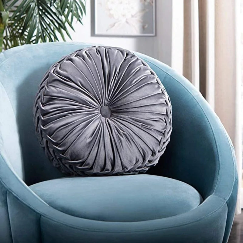 Coussin : Velours Rond Décoratif, Style Citrouille
