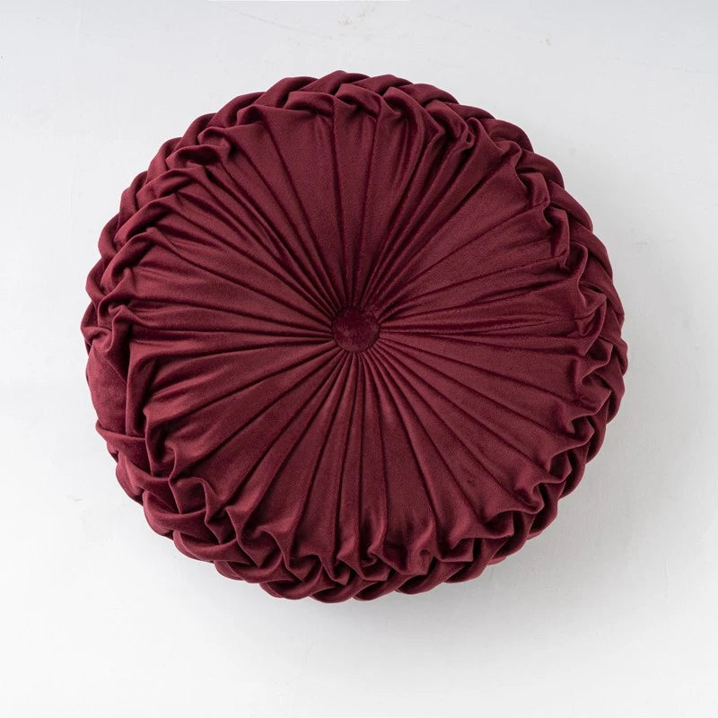 Coussin : Velours Rond Décoratif, Style Citrouille