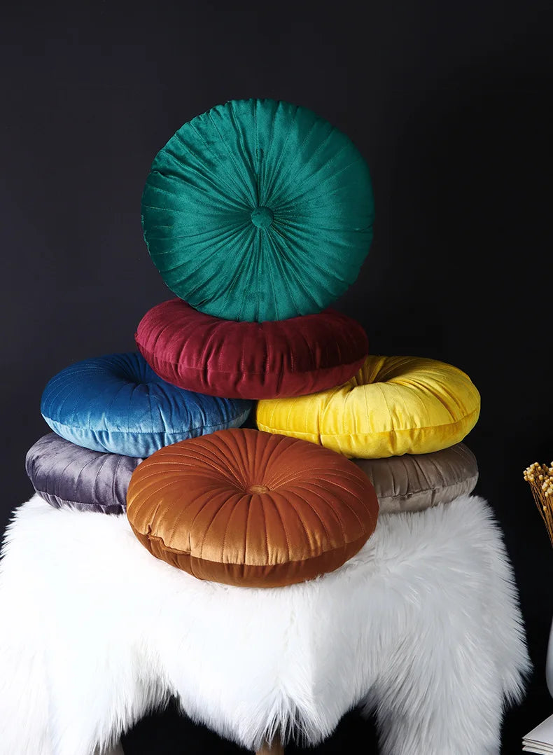Coussin – Velours Plissé Rond Décoratif Citrouille
