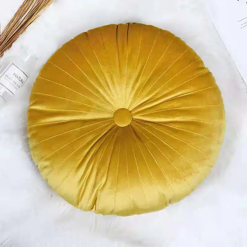 Coussin – Velours Plissé Rond Décoratif Citrouille