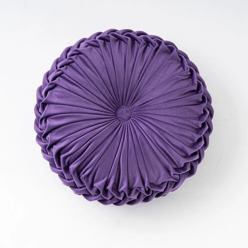 Coussin : Velours Rond Décoratif, Style Citrouille