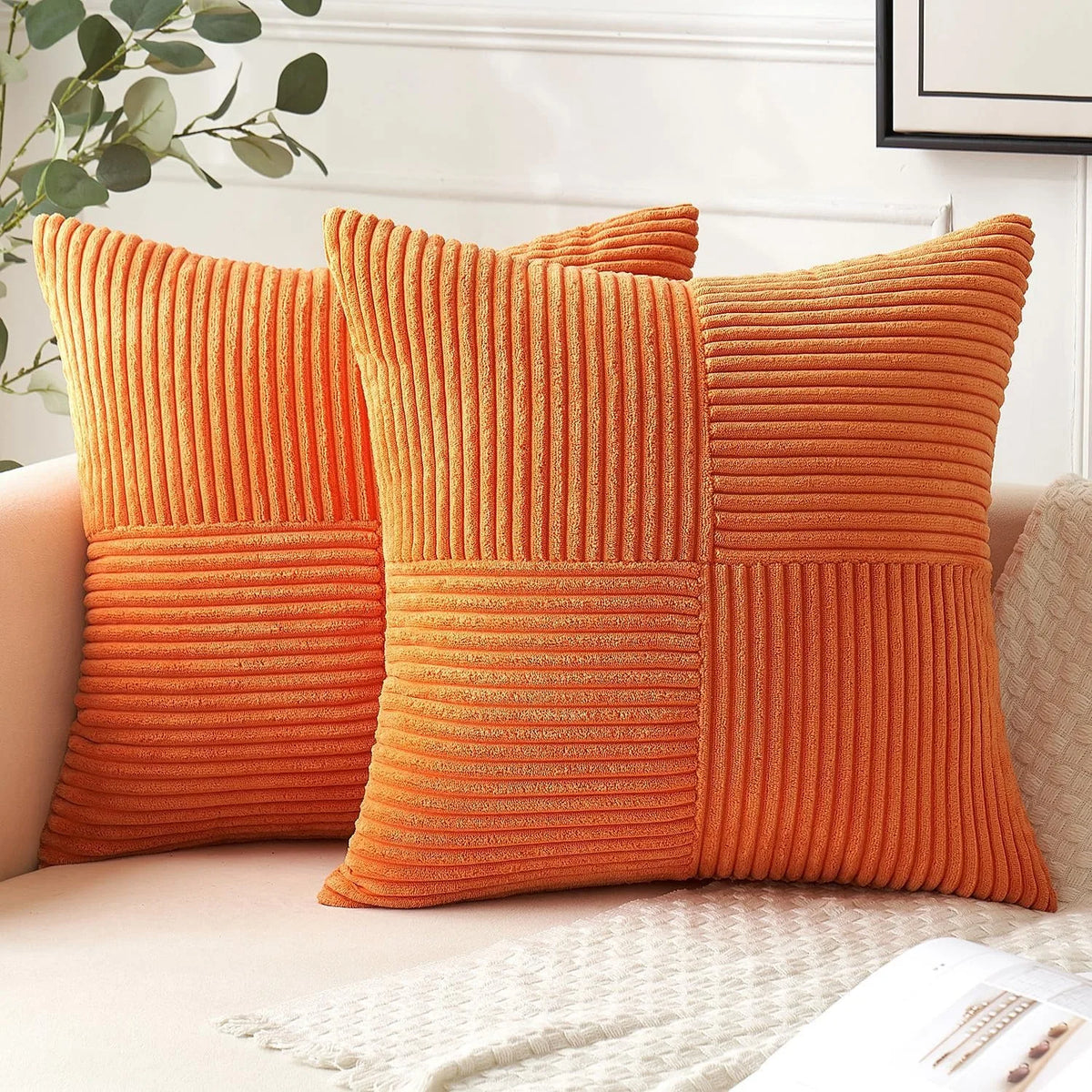 Coussin : Housse Velours Orange Brûlé Déco