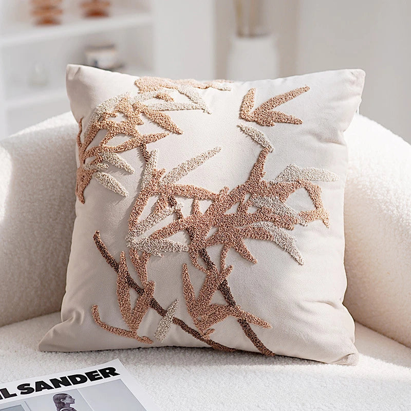 Coussin Déco : Vintage Nordique Luxe Marron 45x45cm