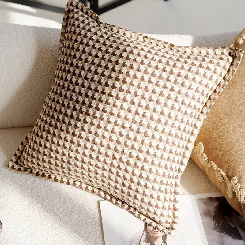 Coussin Déco – Vintage Nordique, Marron Crème