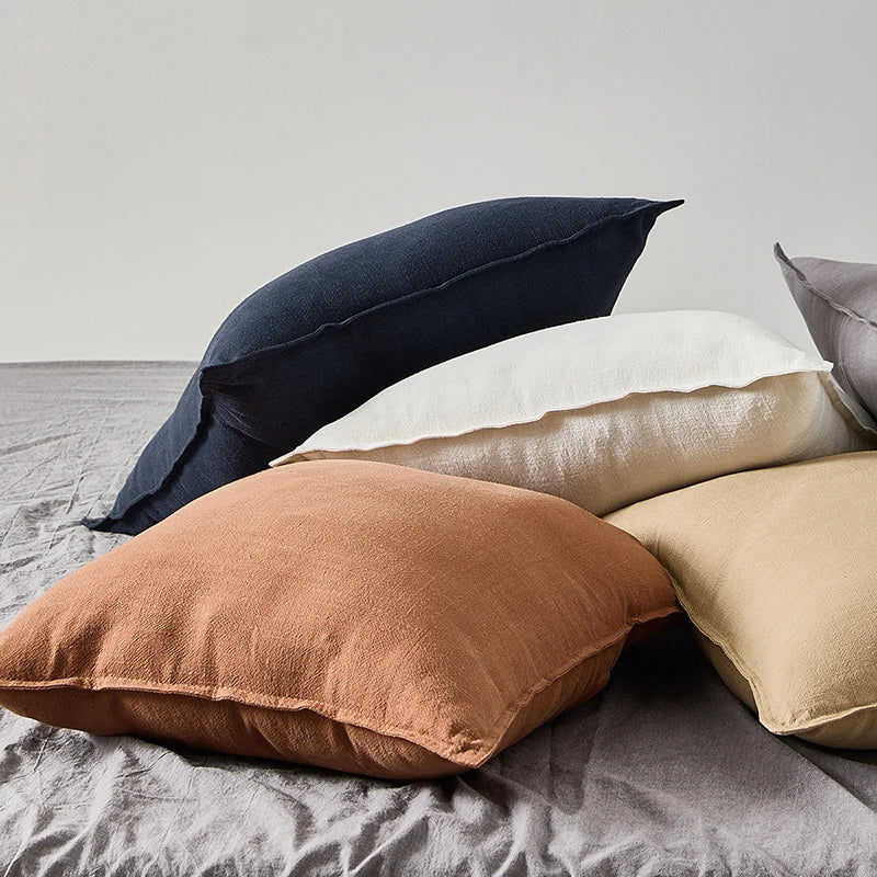 Coussin – Housse Unie Coton Ramie Lavable