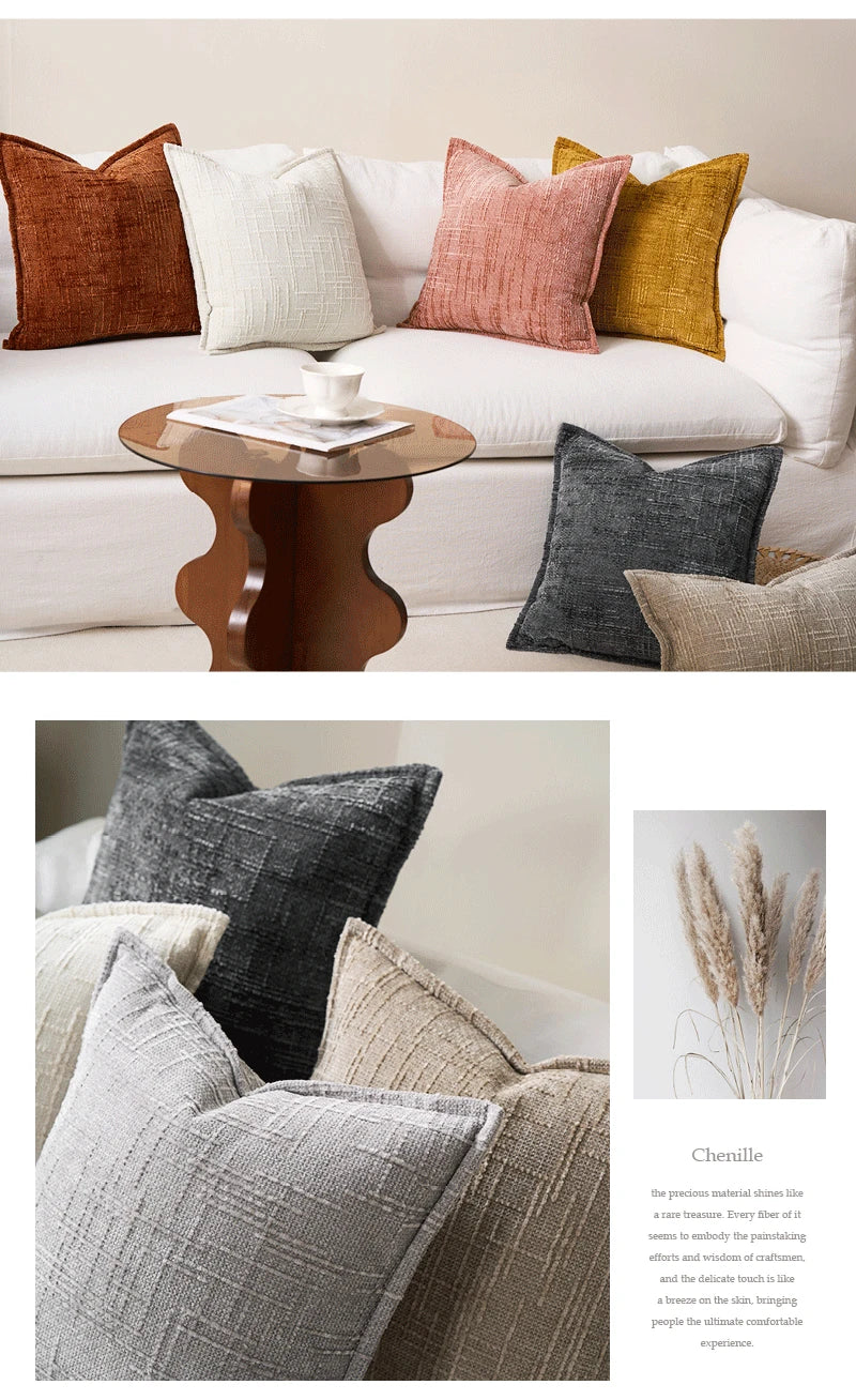 Coussin : Housse Chenille Épaisse & Confortable
