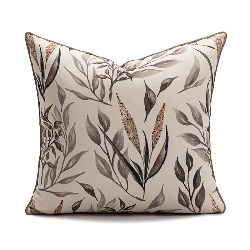 Coussin décoratif - Brodé marron, style luxe léger
