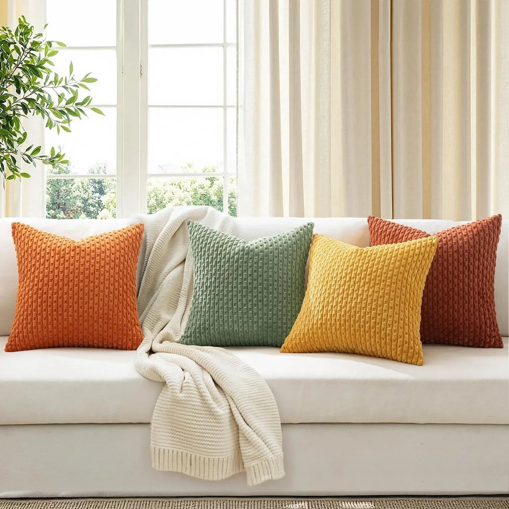 coussin raye terracotta