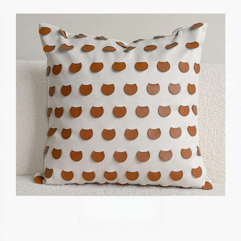 Coussin Déco : Housse Luxe Brun, Cuir Estampé