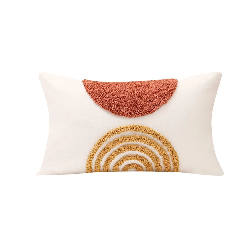 Coussin – Housse Géométrique Tuftée Orange Brûlé