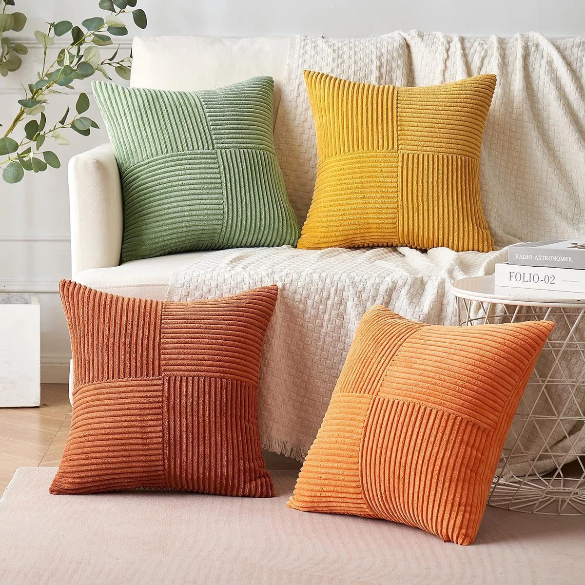 Coussin : Housse Velours Orange Brûlé Déco