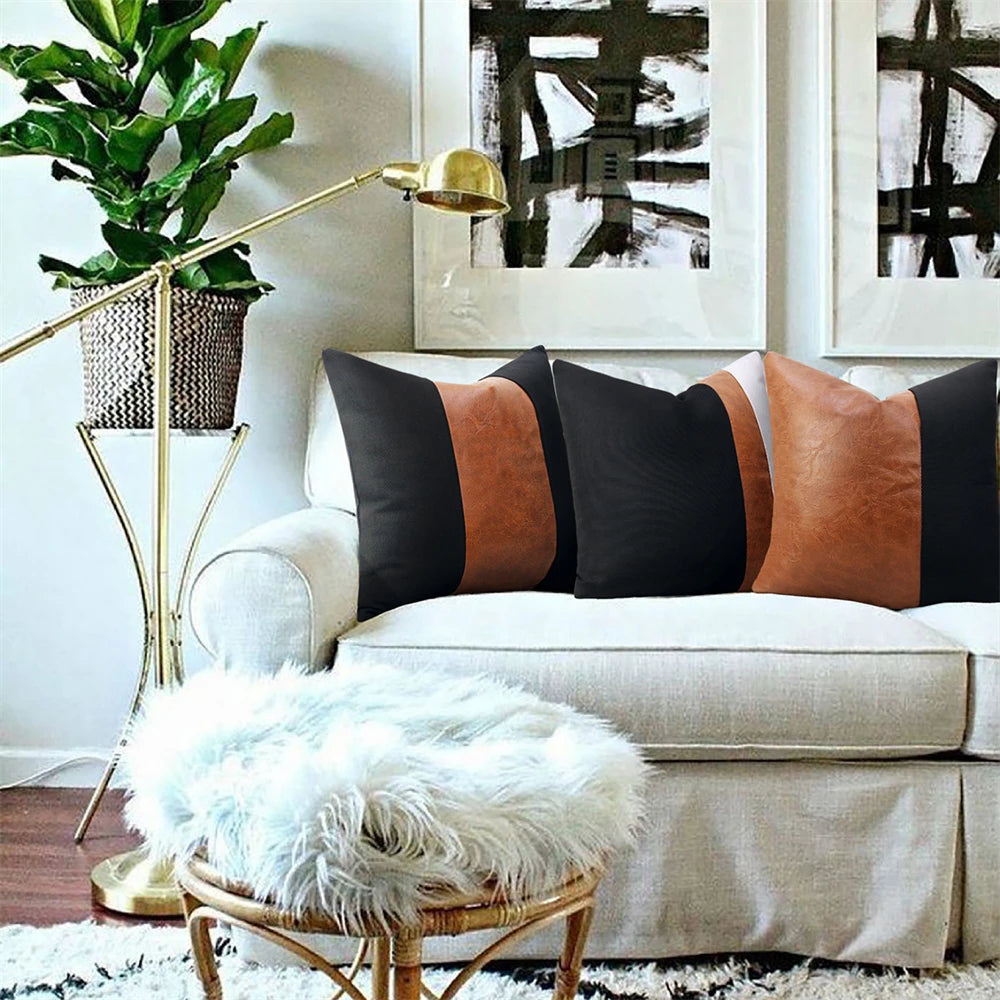 Coussin décoratif – Patchwork Similicuir Luxe