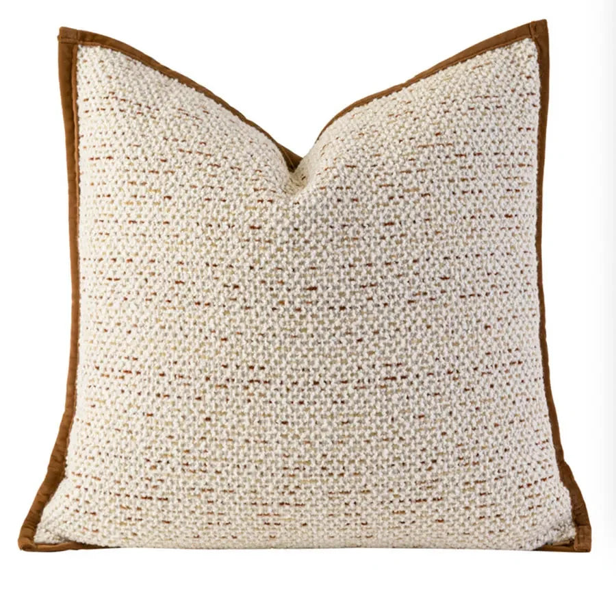 Coussin décoratif : Tweed Caramel Ivoire, Luxe Moderne