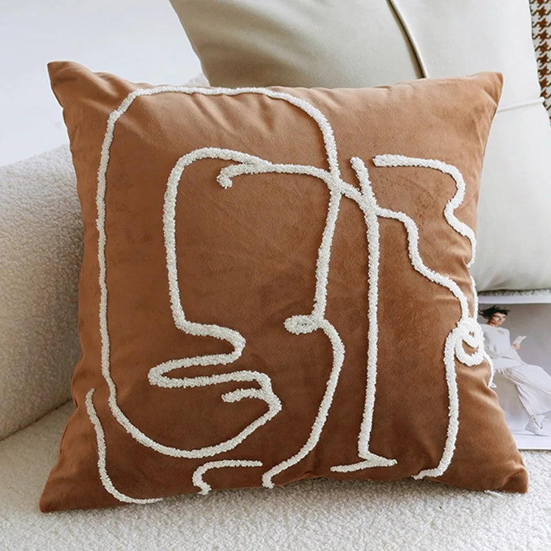 Coussin Déco : Vintage Nordique Luxe Marron 45x45cm