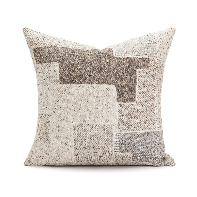 Coussin décoratif - Brodé marron, style luxe léger
