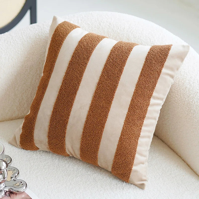Coussin Déco : Vintage Nordique Luxe Marron 45x45cm