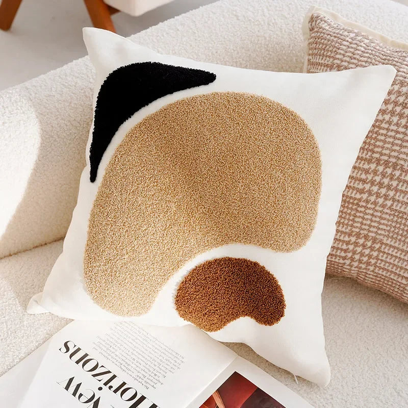 Coussin : Housse Rétro Crème & Marron 45x45cm