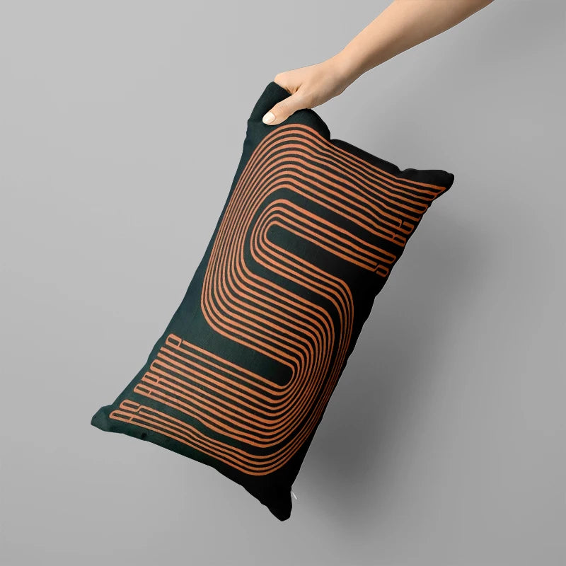 Housse de coussin : Longue, marron motifs, confort