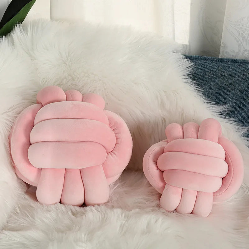 Coussin décoratif – Nœud Velours Rose Esthétique