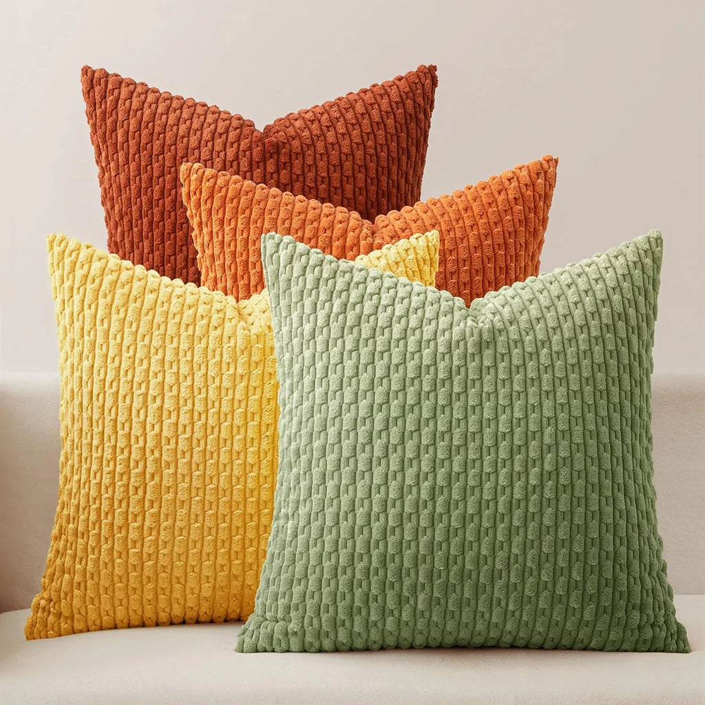 coussin raye terracotta