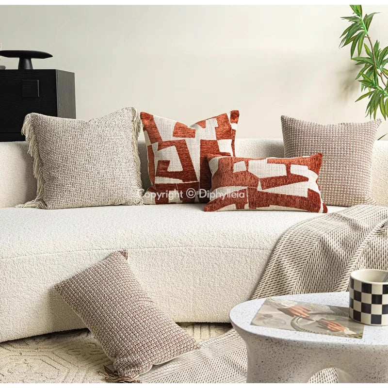 Coussin Bohème : Terracotta Jacquard Géométrique