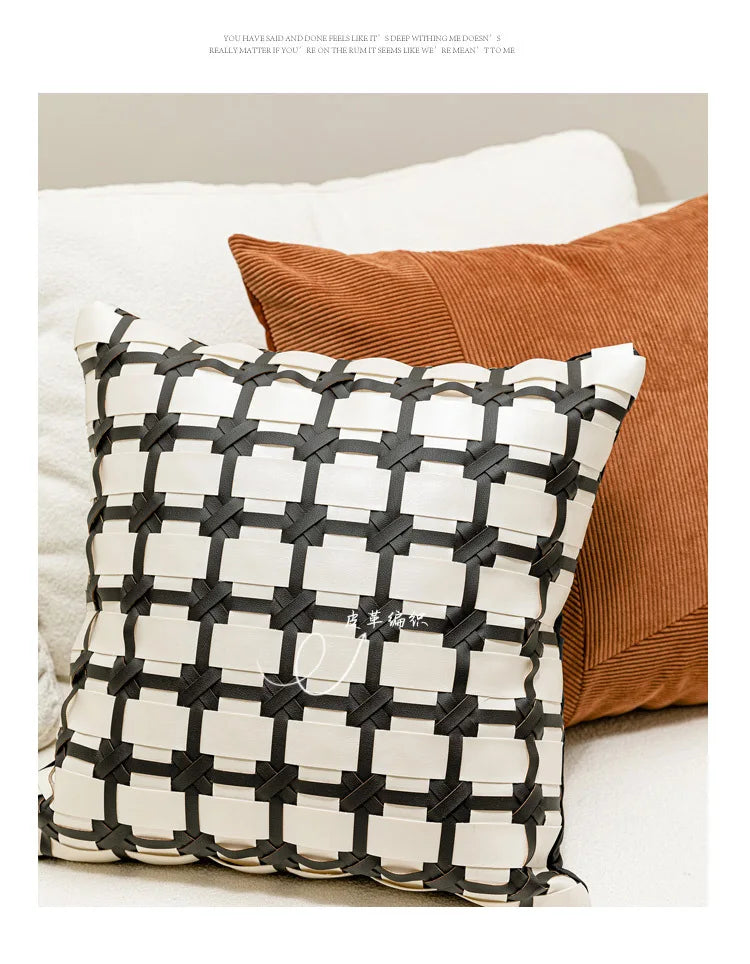 Coussin Déco : Luxe Marron, Effet Cuir