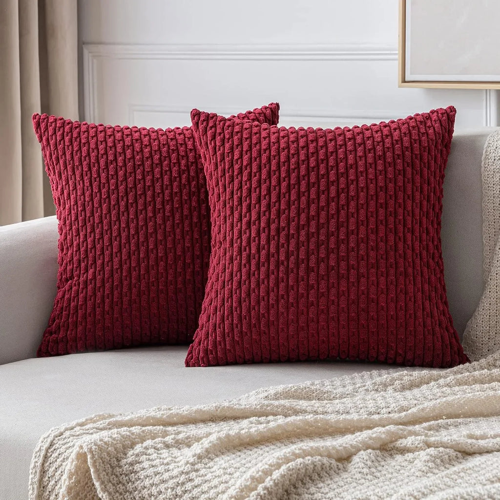 coussin raye terracotta