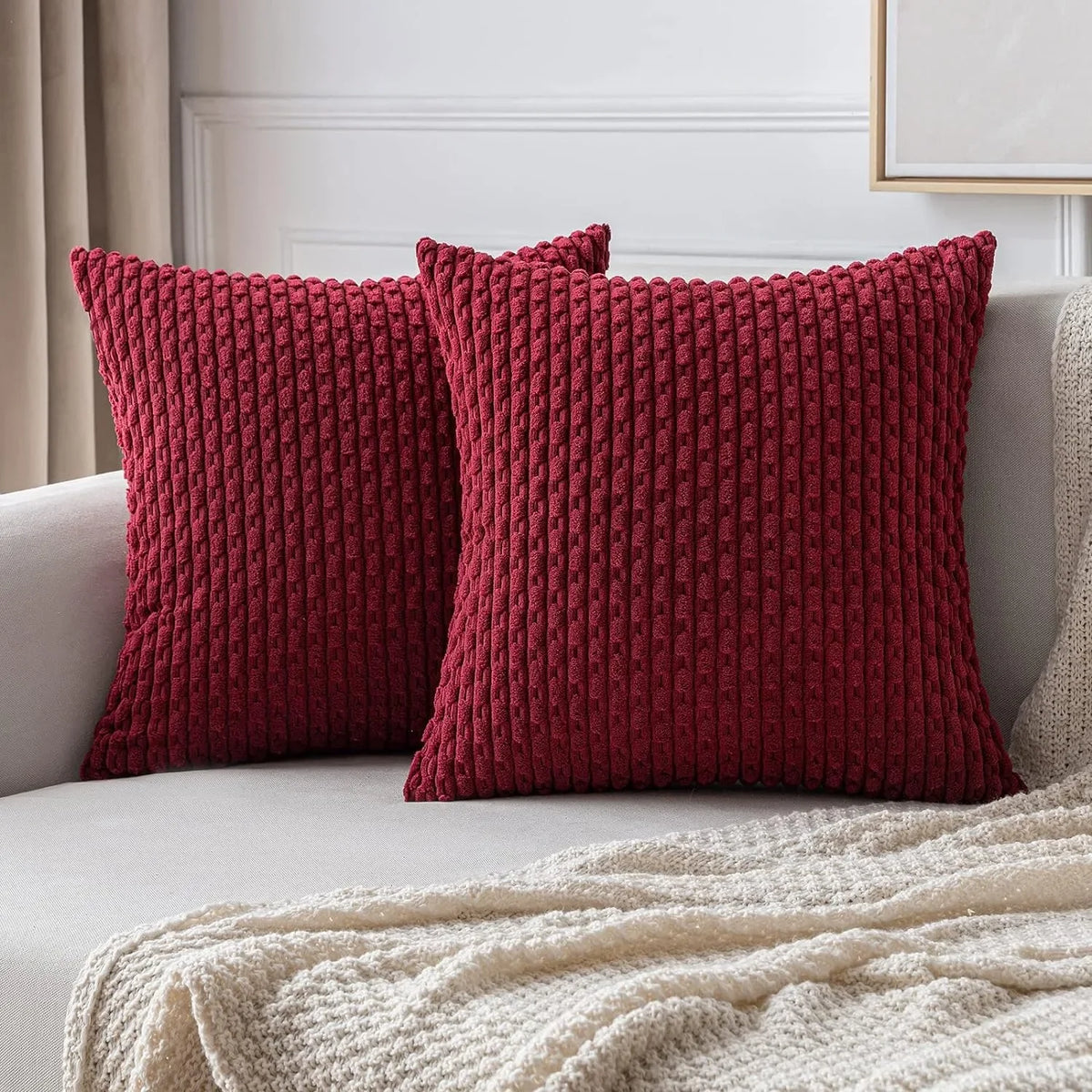 coussin raye terracotta