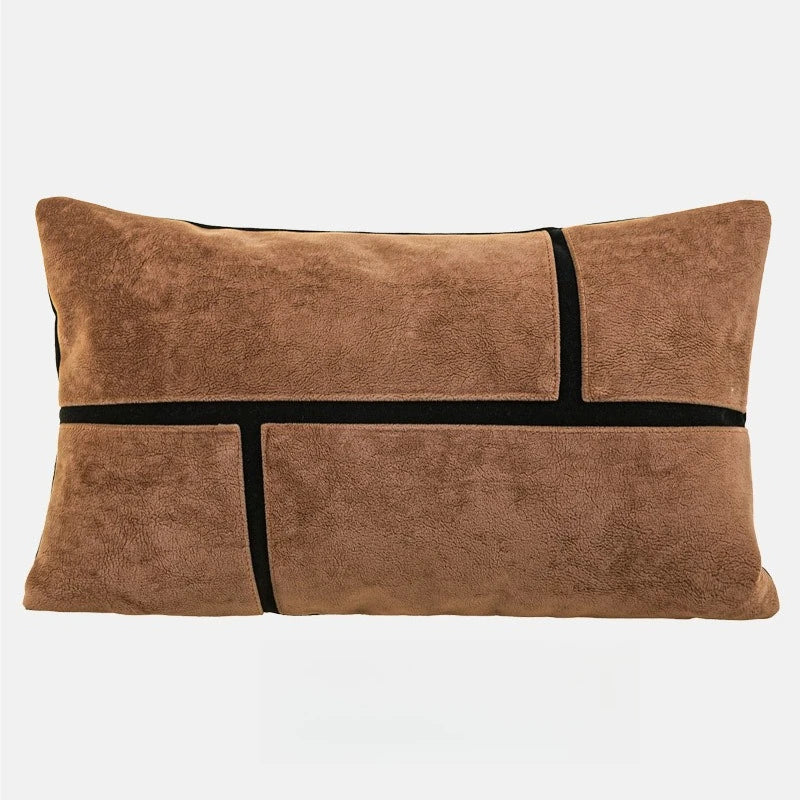 Coussin Déco Luxe Léger : Cuir Estampé Marron