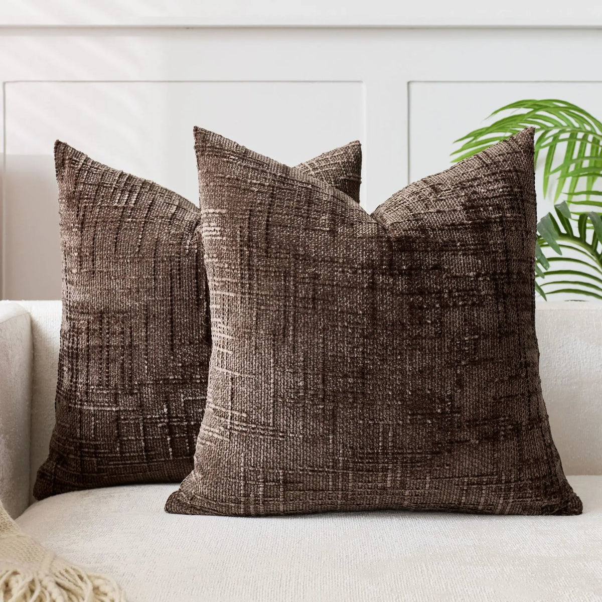 Coussin : Housse Chenille Texturée Bambou