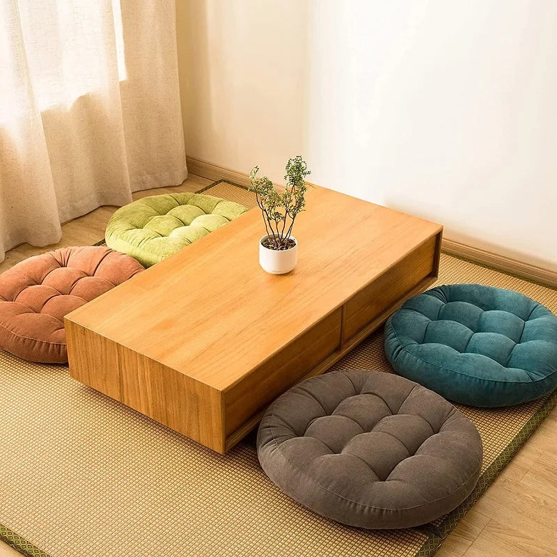 Coussin rond : confort touffeté pour méditation & salon