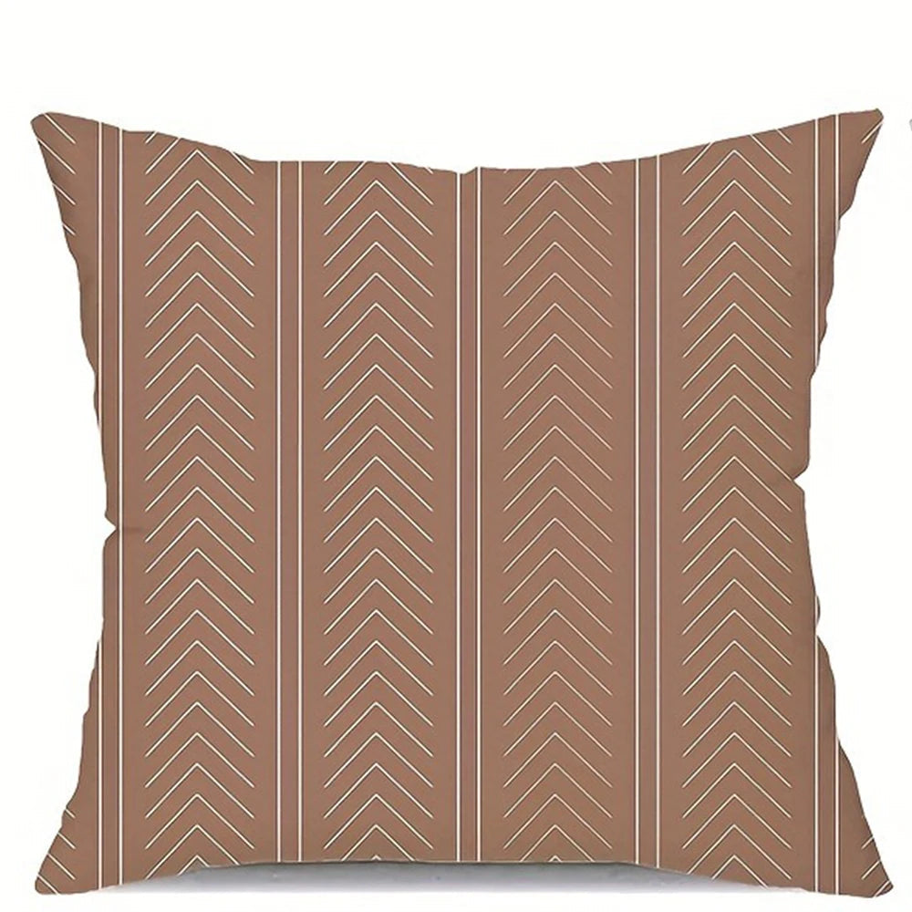 Coussin – Housse Géométrique Marron, Moderne