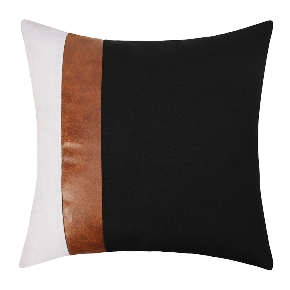 Coussin : Luxe Patchwork Cuir PU, 45x45