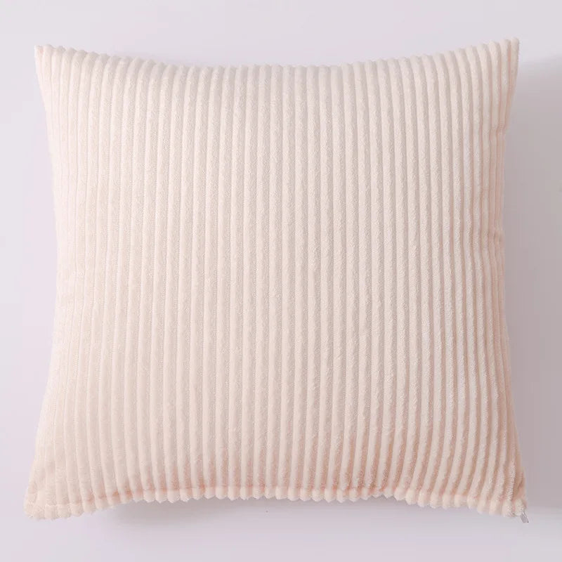 Coussin – Housse Carrée Poilue Rayée Bohème