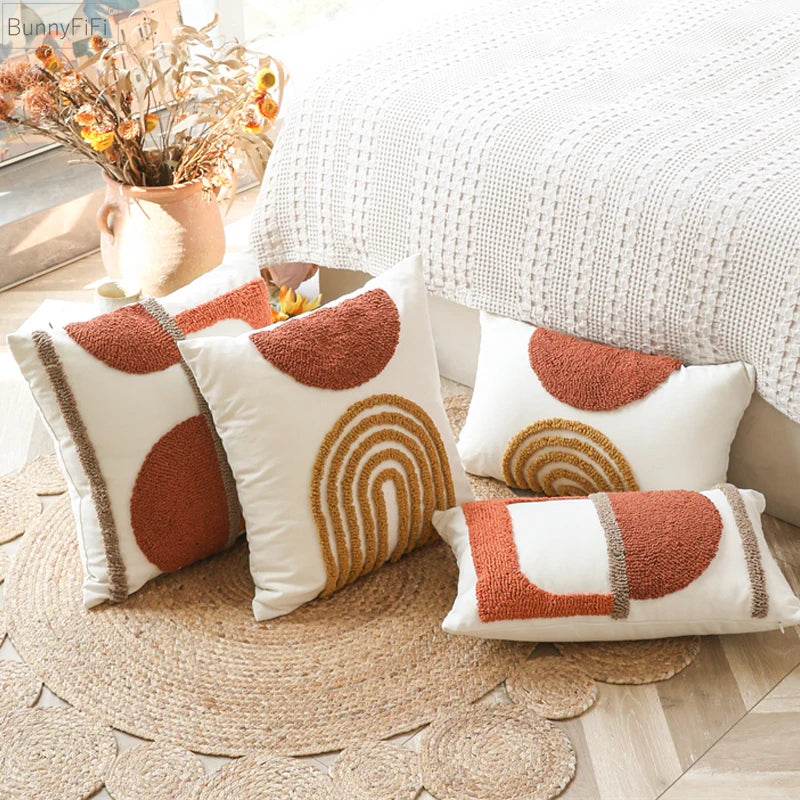 coussin rond terracotta