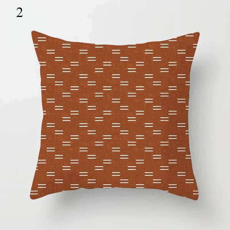Coussin moderne : Housse carrée rayures marron