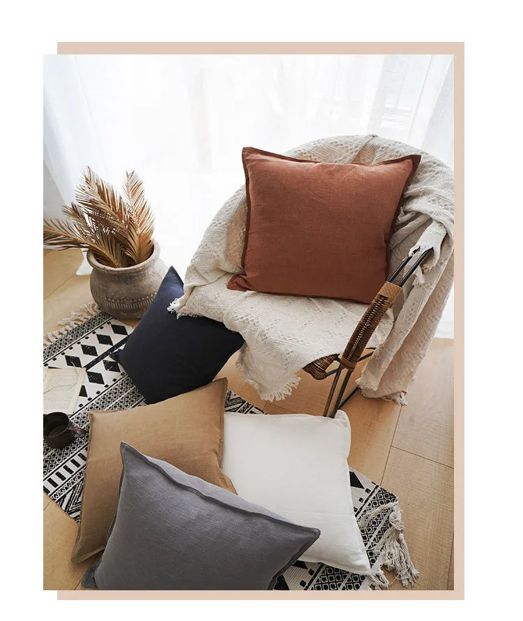 Coussin : Housse Lin Coton Épaisse Déco